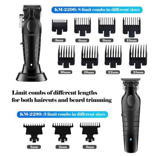 KEMEI Professional Hair Clipper, Hair Trimmer, Beard Shaver Set for Men, Electric Cordless Barber Clipper Beard Trimmer, Rechargeable Fade Clipper Haircutting Kit, KM-2299, KM-2296, KM-1102