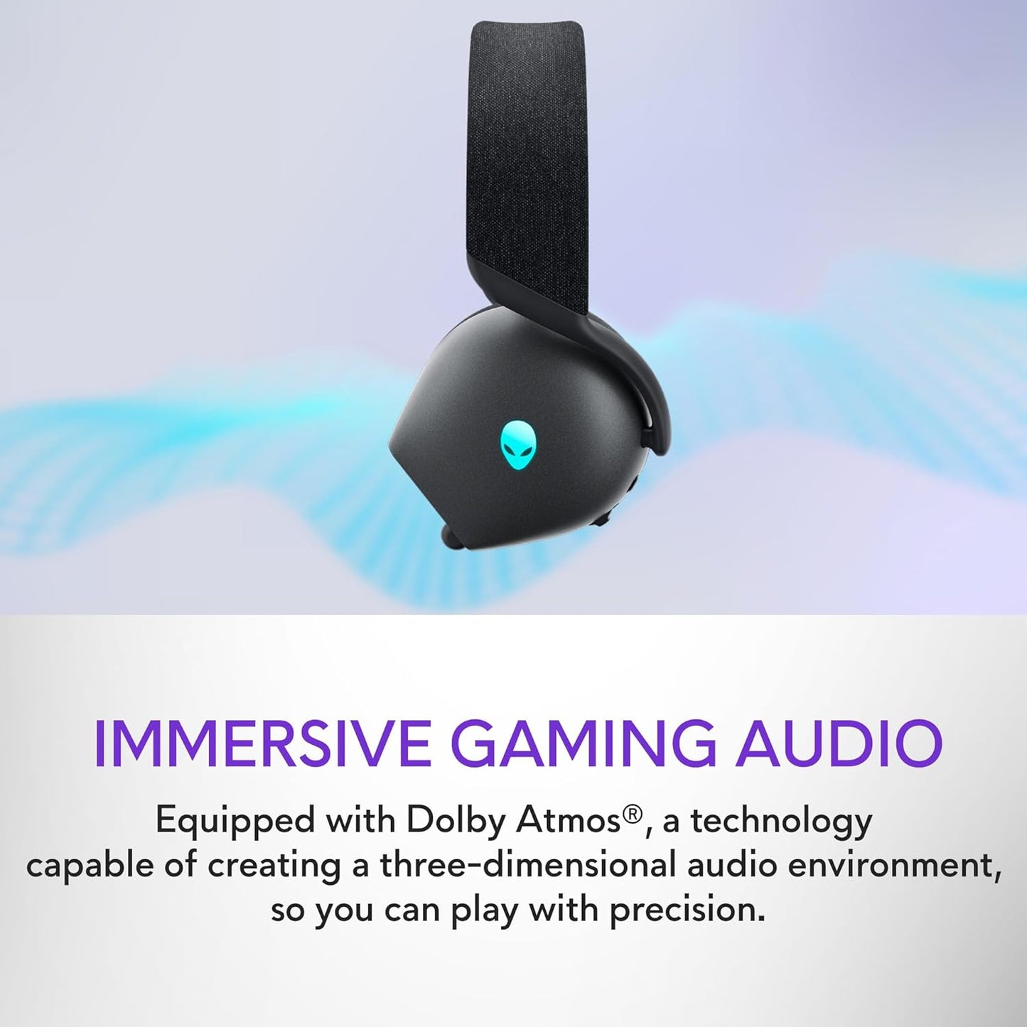 Alienware AW520H Wired Gaming Headset - Dolby Atmos, Unidirectional, AlienFX 16.8 Million RGB Colors, Microphone Mute, Volume On-headset Controls, 40mm Hi-Res Certified - Dark Side of the Moon