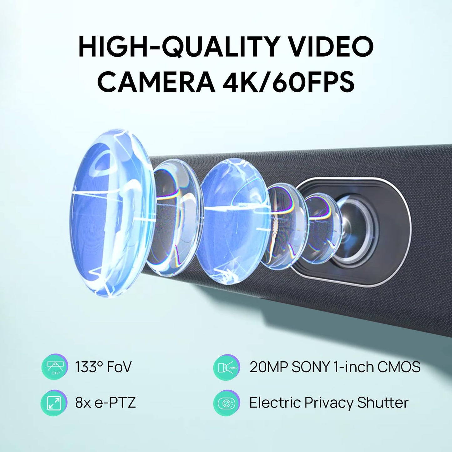 Yealink UVC40 Video Conference Room Camera System Teams Zoom Certified, 4K Webcams All-in-One Video and Audio Conferencing Video Bar, 133° Wide Angle Webcam, Speaker Tracking, PC Connected via USB-A