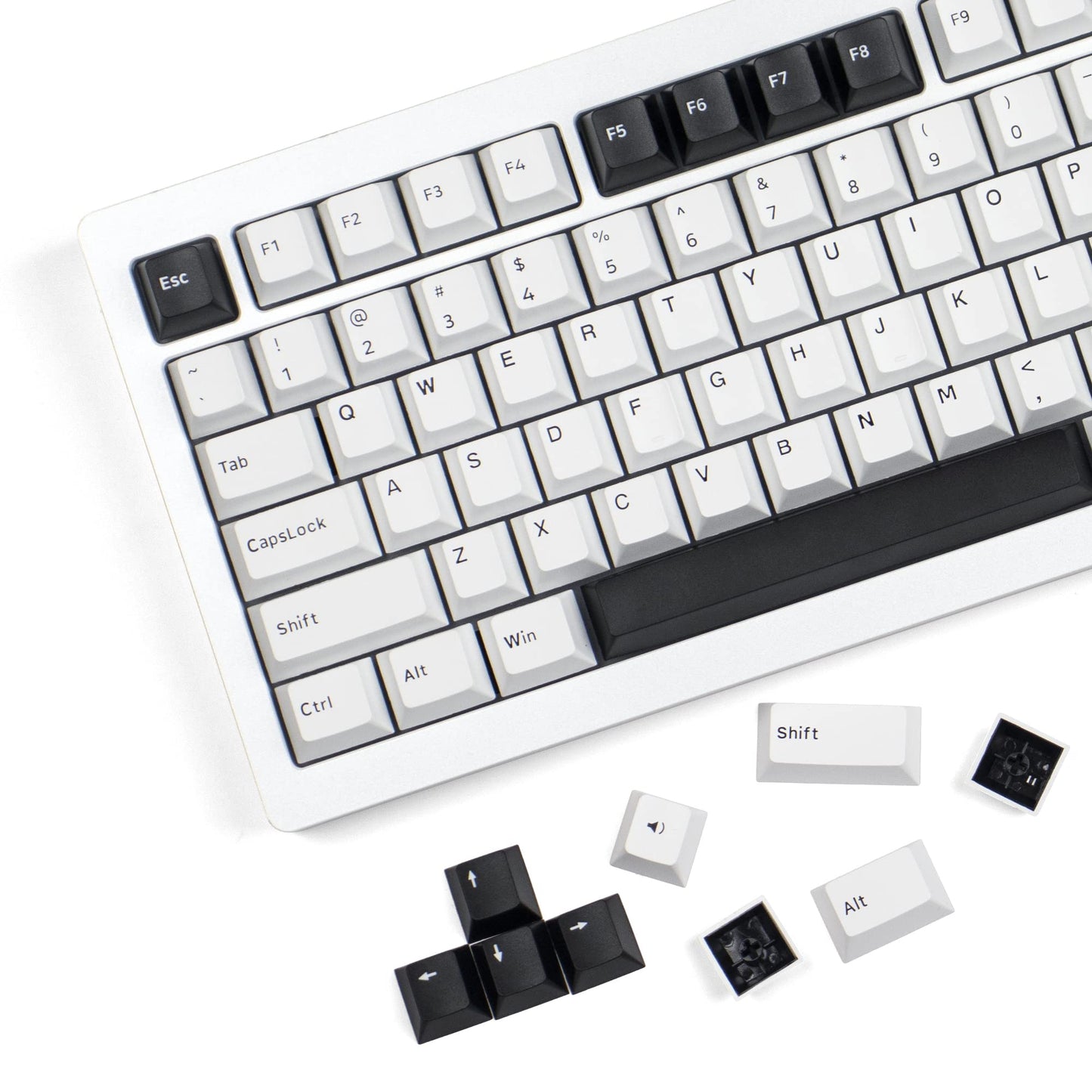 XVX Bow Keycaps - 168 Keys, Minimalist Style Black on White, Double Shot PBT Custom Keycaps, Cherry Profile for Cherry Gateron MX Switches