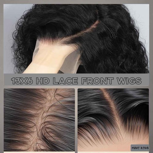 HAVI KING 30inch Deep Wave Lace Front Wigs Human Hair with Baby Hair 13x6 Glueless HD Full Lace Front Wig Pre-Drawn Bleaching Knot 200% Density Deep Curly Lace Frontal Wig Natural Color for Woman