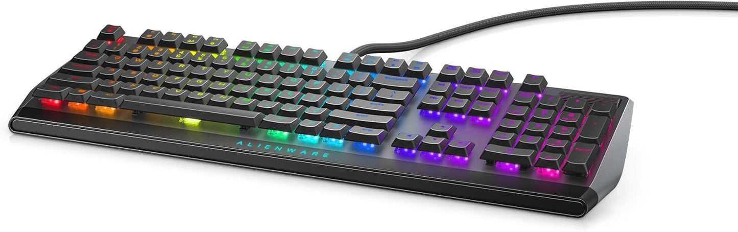 Alienware Low-Profile RGB Gaming Keyboard AW510K, AlienFx Per Key RGB LED Color Backlighting, Media CONTROLS & USB Passthrough, Cherry MX Low Profile Red Switches