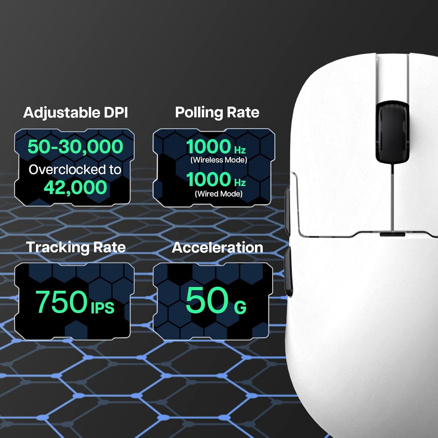 AJ159 APEX Wireless Mouse, Lightweight Gaming Mice, with Magnetic Charging Design and Display Screen, 42000 DPI, PAW3950 Sensor, BT/2.4G/Wired Connection, 400mAh Battery (Black)