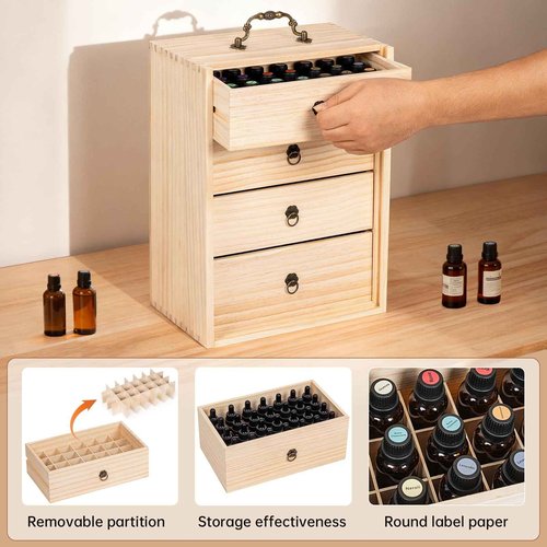 TORIBIO Essential Oils Box for 112 Bottles, Wooden Essential Oils Storage Organizer Holds 5 10 15 20 30 ml for Young Living & Doterra Bottles
