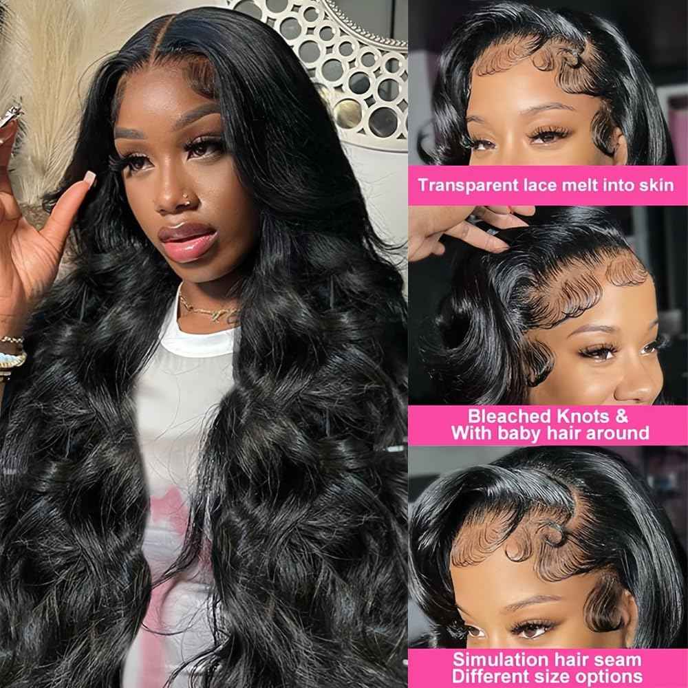30 Inch HD Lace Front Wigs Human Hair Wigs for Black Women 13x6 Lace Front Wigs Body Wave Lace Front Wigs Human Hair Glueless Wigs Pre Plucked Transparent Lace Wigs