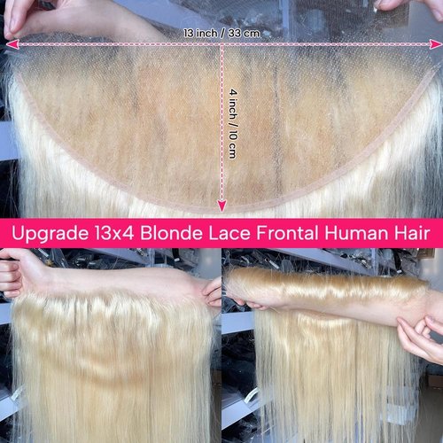 CYSDRH Honey Blonde Frontal Only Human Hair 13x4 Straight Lace Frontal Closure 100% Unprocessed Brazilian Virgin Human Hair Pre Plucked with Baby Hair Around - 20 Inch 13x4 613 Front Only