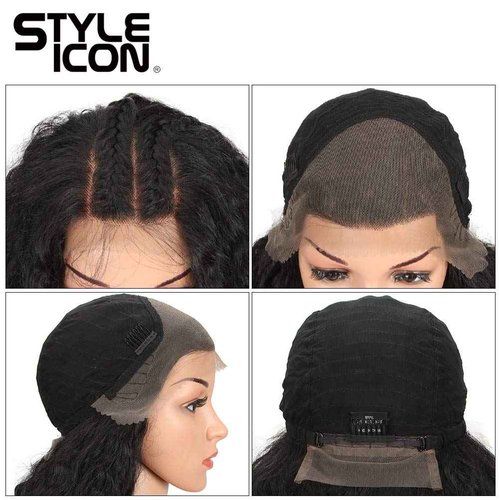 Style Icon Easy-360 Lace Wigs 29” Free Part Lace Frontal Wigs Synthetic Wigs Black Lace Wig Density 130%(29", 1B)