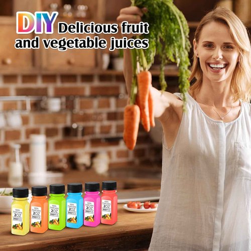 Sliner 350 Pcs 2oz Clear Plastic Bottles Mini Juice Bottle with Screw Lid Small Empty Reusable Liquid Vial Freezer Beverage Container Leak Proof for Juice Milk Water