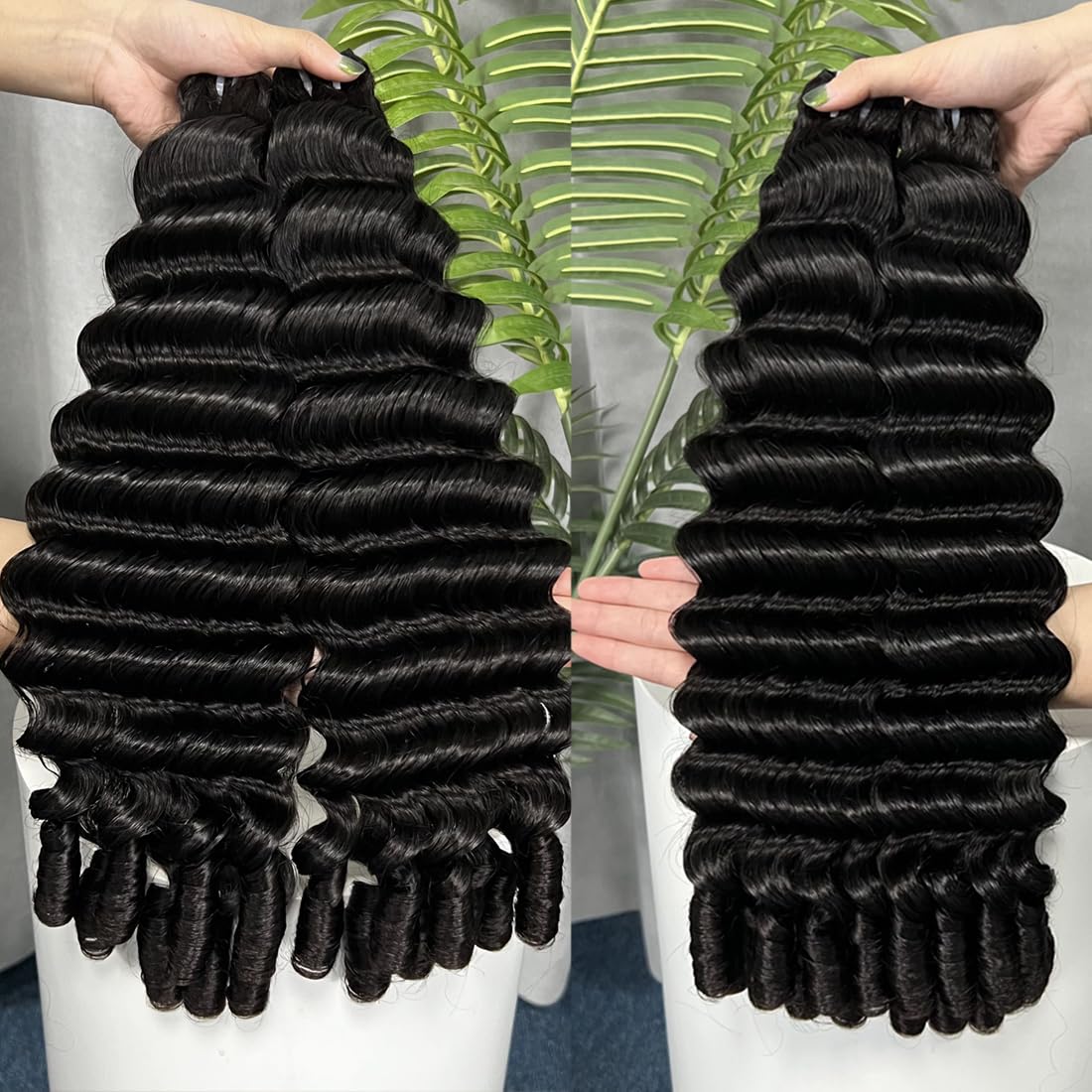 15A Burmese Deep Wave Bundles Human Hair 26 Inch 1 Bundle Tangle Free Unprocessed Brazilian Virgin Hair Weft with Spiral Curly End for Women Deep Wave Human Hair Weft Extensions