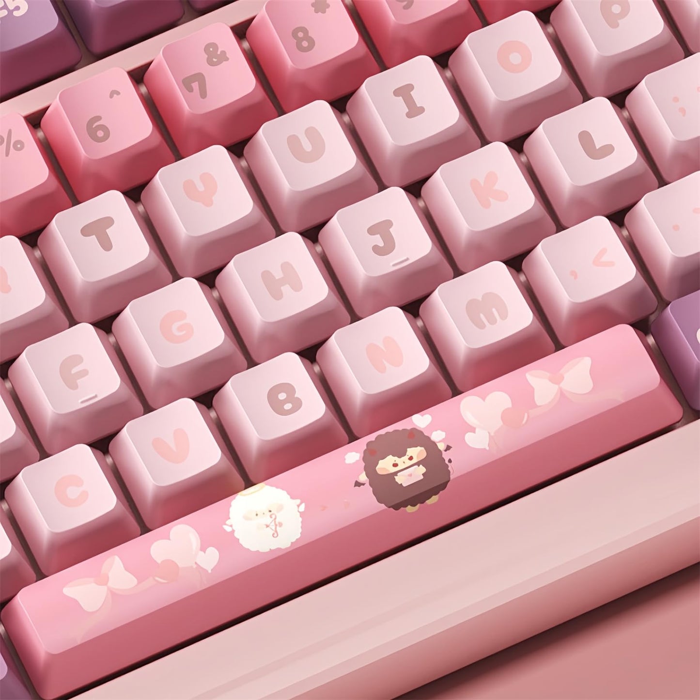ZMX Cute Keyboard Keycaps,PBT Dye-Sub Custom Keycaps Set Cherry Profile 124 Keys Full Size Keycaps for ANSI Layout Cherry MX Switches 75% 60% Mechanical Gaming Keyboard Kawaii Cartoon Keycaps (05)