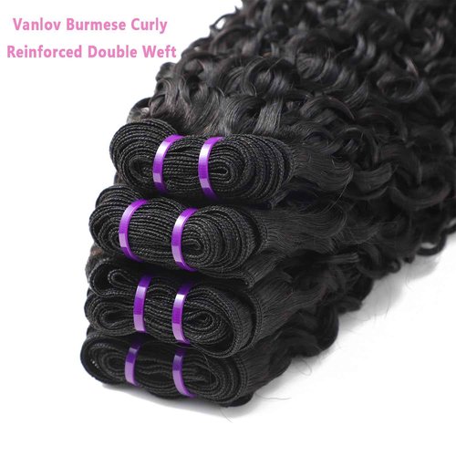 Vanlov 3C4A Burmese Curly Human Hair Bundles 18 20 22 Inch Curly Bundles Unprocessed Burmese Raw Hair Extension Real Human Hair Natural Color Human Hair Weft