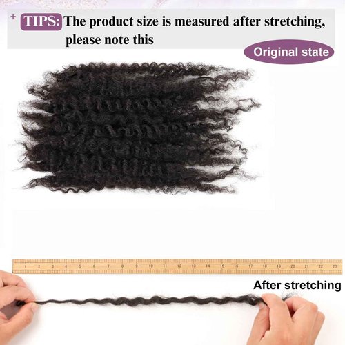 ADIASAI Afro Kinky Bulk Curly Human Hair 20 Inch 50g for Permanent Micro Locs Mini Kinky Twist Braids Loc Extensions Dreadlock Extensions Repair Locs Can Be Bleached Dyed (20inch, Natural Black)