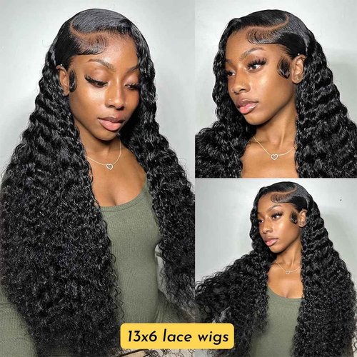 Zumuer 20 Inch 13x6 Deep Wave Lace Front Wigs Human Hair Deep Wave Frontal Wig 13x6 HD Lace Front Wigs Pre Plucked with Cute Baby Hair Virgin Human Hair Wig for Women Natural Color