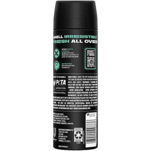 AXE Aluminum-Free Body Spray XL Apollo 12-Pack, 48H Odor Protection, 5.1 Fl Oz Ea