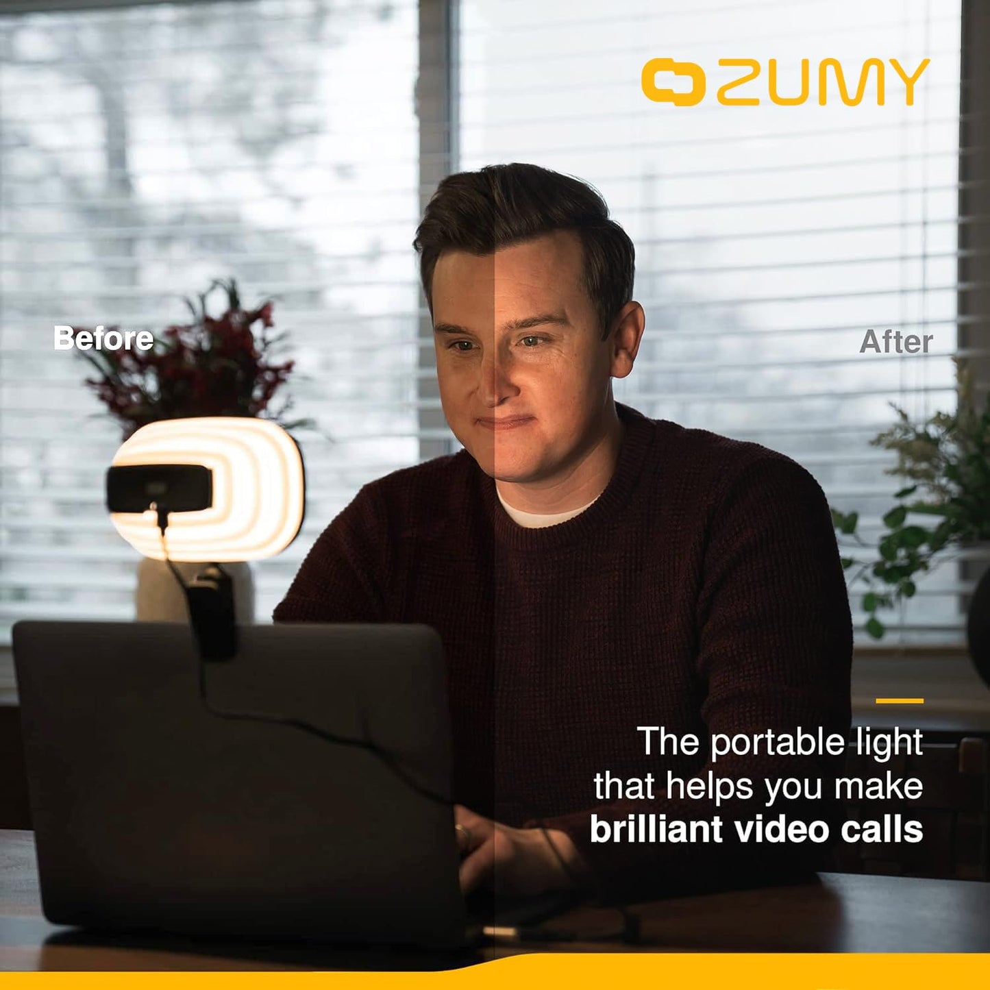Zumy Softbox Video Conference Lighting for Video Recording - Portable USB LED Video Light, 4 Soft Light Levels, Laptop & Computer Video Lighting, Camera Webcam Streaming Selfie Light for Zoom Meetings