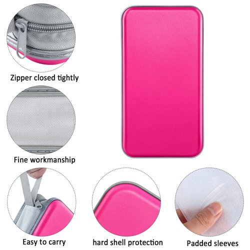 CD Case, Siveit DVD Case Holder 96 Capacity Hard Plastic CD DVD Disc Cases Storage Binder Wallet for Car Home Office Travel (Hot Pink)