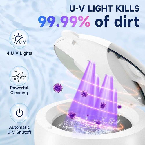 2025 Ultrasonic Retainer Cleaner Machine for Dentures - 45kHz Retainer Cleaner Machine for Mouth Guards, Braces, Toothbrush Heads, Jewelry with 200ML Capacity, 24W & 4 Modes for All Dental Appliances