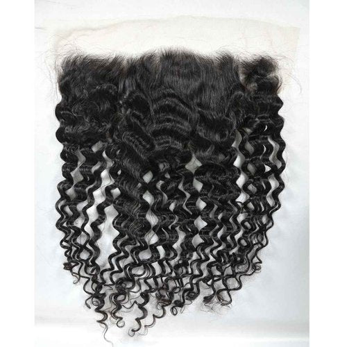 13x6 Lace Frontal Transparent Lace 100% Unprocessed Brazilian Virgin Human Hair Lace Closure Pre Plucked with Baby Hair Natural Black Color (13x6,Water Wave, 20 Inch)