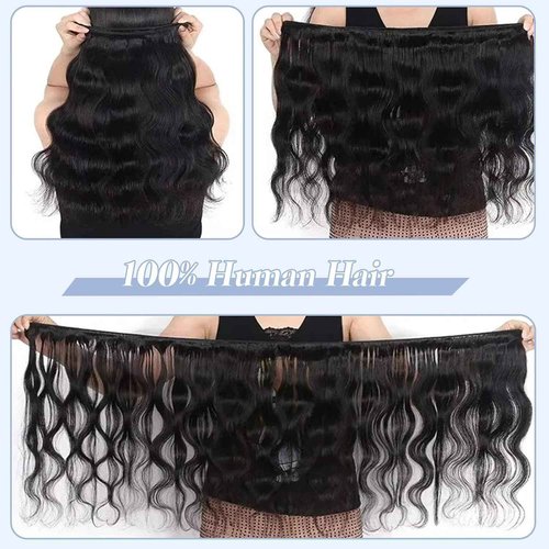 12A Human Hair Bundles Body Wave Bundles Human Hair 20 22 24 Inch 100% Unprocessed Brazilian Virgin Hair Body Wave 3 Bundles Deals Real Human Hair Extensions For Black Women Natural Black