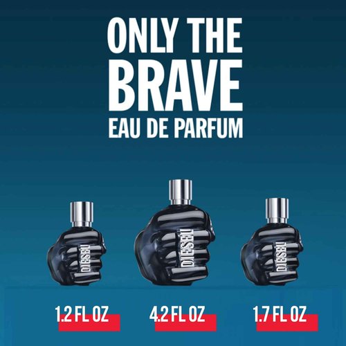 DIESEL Only The Brave - Eau de Parfum Cologne for Men - Woody Leathery - With Notes of Mandarin, Clary Sage & Warm Suede Leather 1.7 Fl.Oz.