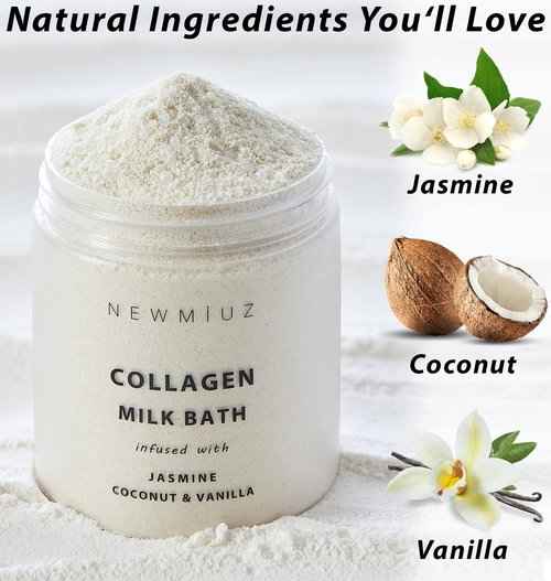 Collagen Skin Care Bath Gift Set Milk Bath, Bath Salt and Bath Bomb Fizz Pack of 3 - Coconut Magnesium Epsom Salt Oatmeal Milk & Honey