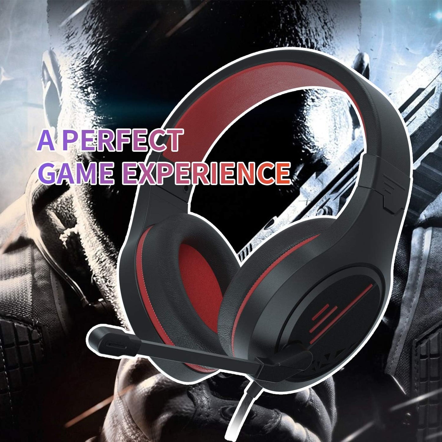 Anivia MH601 Headphones with Microphone LED Wired Headset with Active Noise Canceling Microphone, 3.5mm Audio Jack Stereo Headphone - Red (Game/Work/School)
