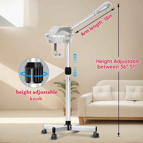 Professional Facial Steamer for Estheticians Face Steamr on Wheels with Hot Mist & Timer Function Suitable for Home Use or Beauty Spa Deep Cleansing and Hydration