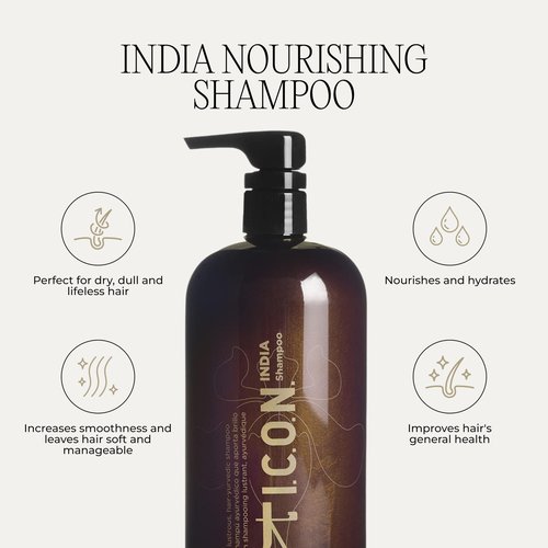 I.C.O.N. India Shampoo, Moisturizing & Revitalizing Natural Shampoo for All Hair Types, Enhances Volume, Adds Softness and Shine, Professional Salon Quality Product, 33.8 oz