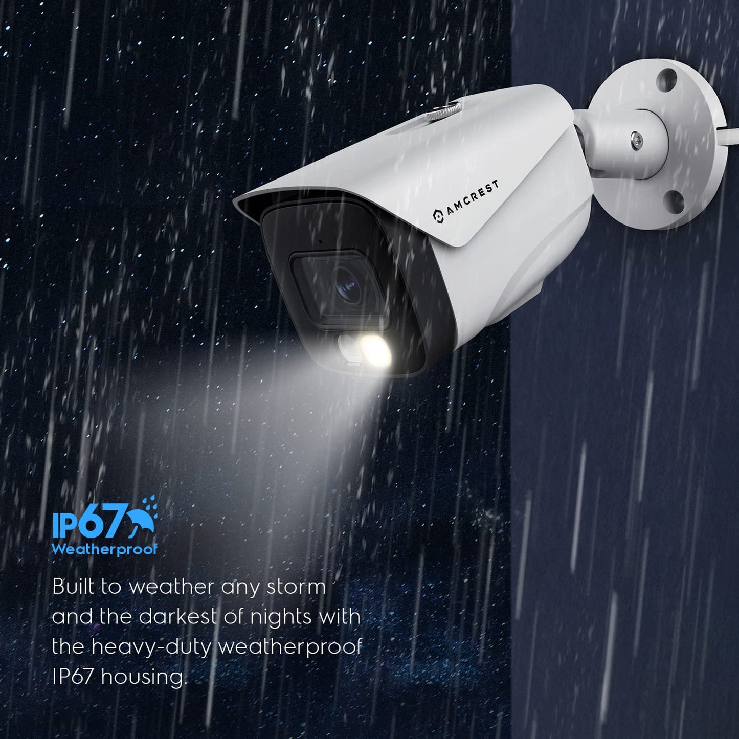 Amcrest UltraHD 4K (8MP) IP PoE AI Camera, FOV 129°, 49ft Color Nightvision, Security Outdoor Bullet Camera, Human & Vehicle Detection, Active Deterrent, 4K @15fps, IP8M-2796EW-AI (White)