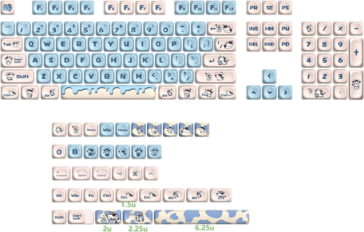 61 PBT Game keycap, 60% Backlight with Key Puller OEM Configuration American Layout, 87/104 Mechanical Keyboard (no Keyboard) (Ahris)