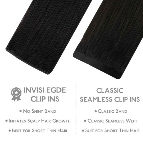 WENNALIFE Invisi Edge Clip in Hair Extensions Real Human Hair, 12 Inch 80g 7pcs Natural Black Invisible PU Skin Weft Straight Extensiones De Cabello Hmano Clip Ins