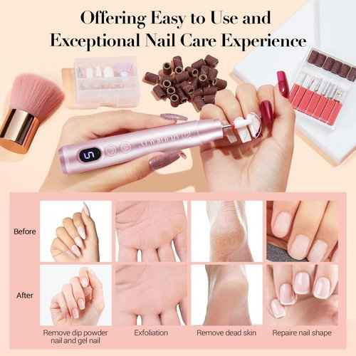 AZUREBEAUTY Dip Powder Nail Kit with Electric Nail Drill 24 Colors Spring Summer Blue Purple Nail Starter Kit with Dip Liquids Base Top Coat Activator Portable Manicure French Nail Art Essential Set