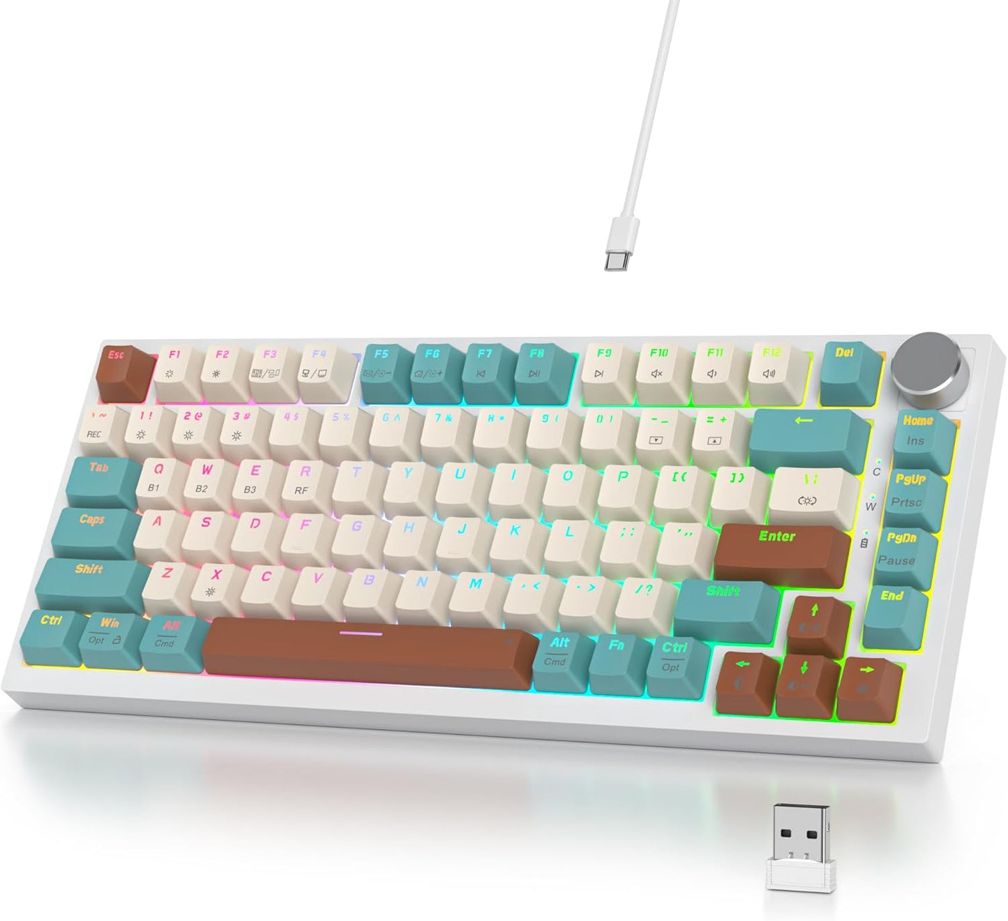400PRO 75% Wireless Creamy Mechanical Keyboard Black, Gasket Hot Swappable RGB Gaming Keyboard, Bluetooth/2.4GHz/USB-C Thocky Keyboard with Pre-lubed Cream Grey Switches (82 Black)