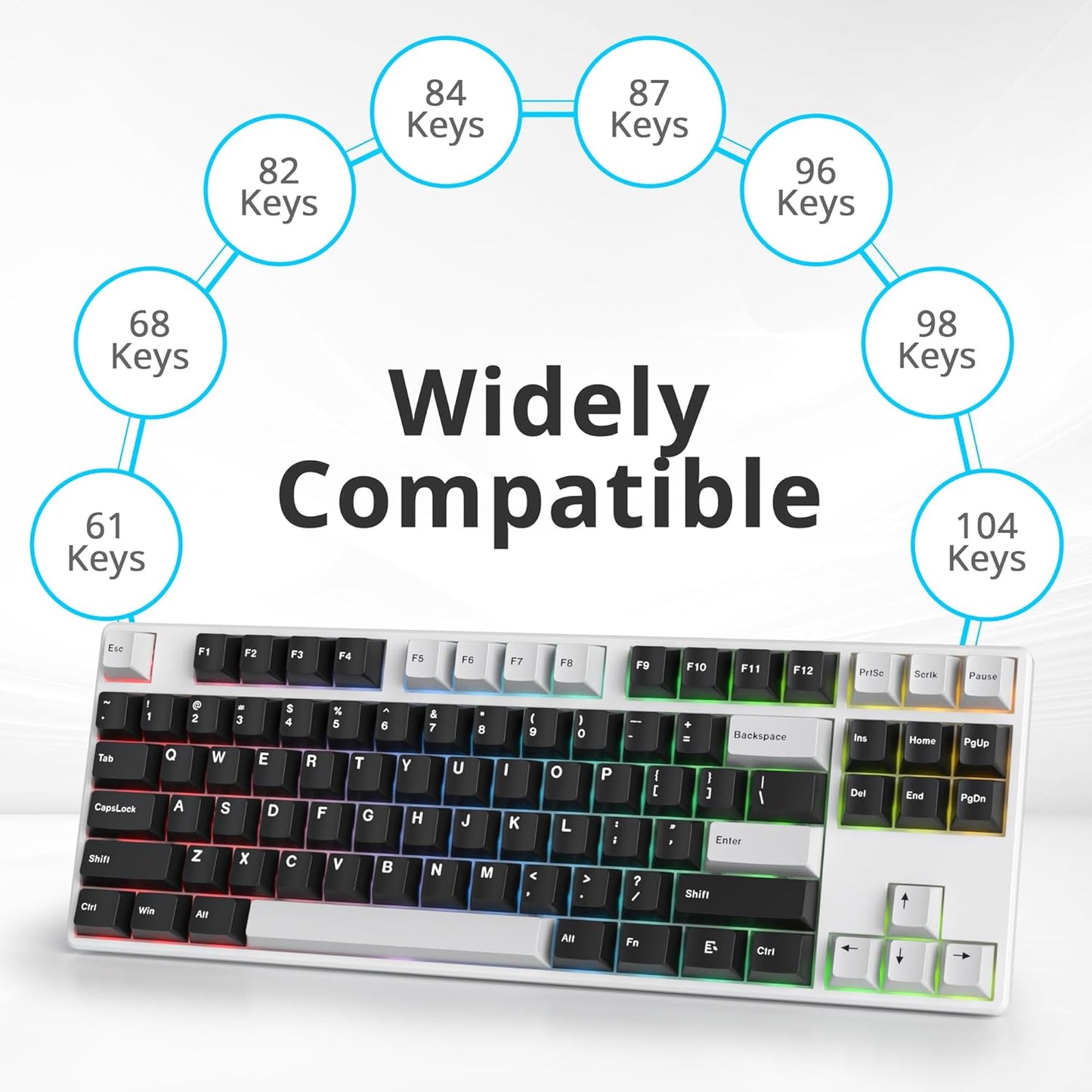 61 PBT Game keycap, 60% Backlight with Key Puller OEM Configuration American Layout, 87/104 Mechanical Keyboard (no Keyboard) (Ahris)