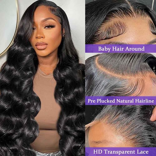 Redice Human Hair Wigs for Women - HD Transparent Lace Front Wigs, 200% Density, Glueless, Body Wave, Pre Plucked with Baby Hair, 26 Inch