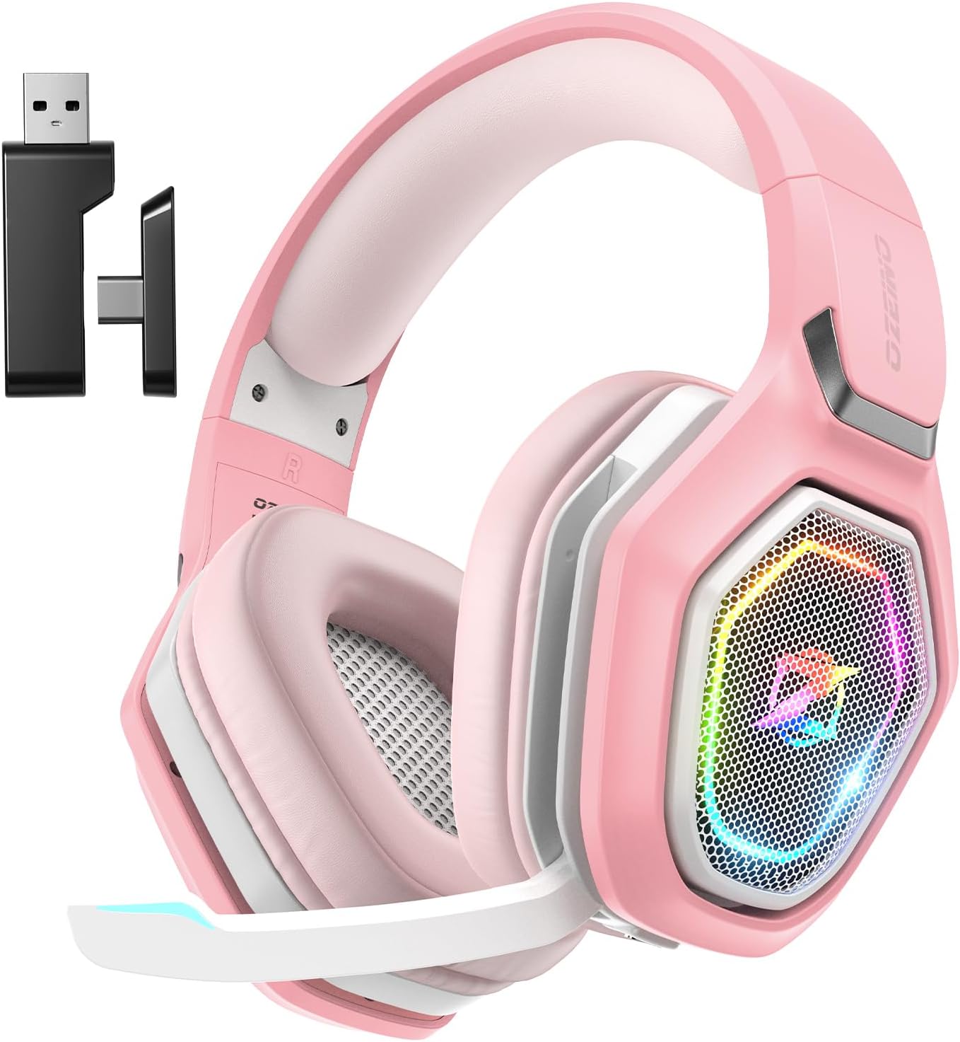 2.4GHz Wireless Gaming Headset for PC, Ps5, Ps4 - Lossless Audio USB & Type-C Ultra Stable Gaming Headphones with Flip Microphone, 40-Hr Battery Gamer Headset for Switch, Laptop, Mobile, Mac