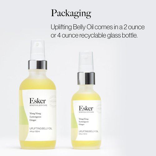 ESKER Natural Uplifting Belly Oil | (4.0oz) | Plant-Based Formulated with Antioxidants Promoting Deep Hydration and Cell Regeneration | Skin Stays Nourished and Resilient During Pregnancy