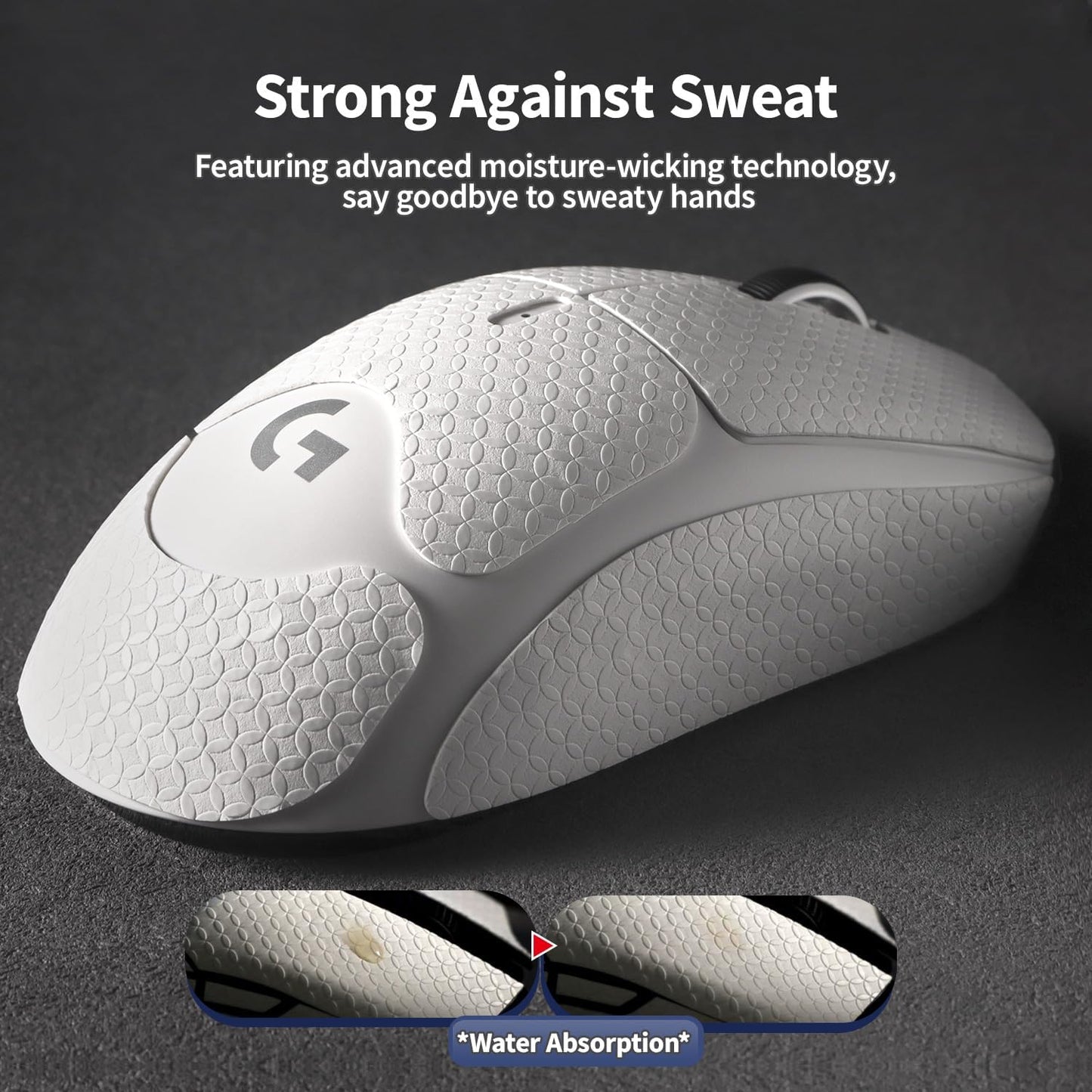 Anti-Slip Mouse Grip Tape for Logitech G Pro Wireless Mouse Skin Sweat-Resistant G Pro Mice Sticker Decal(White)