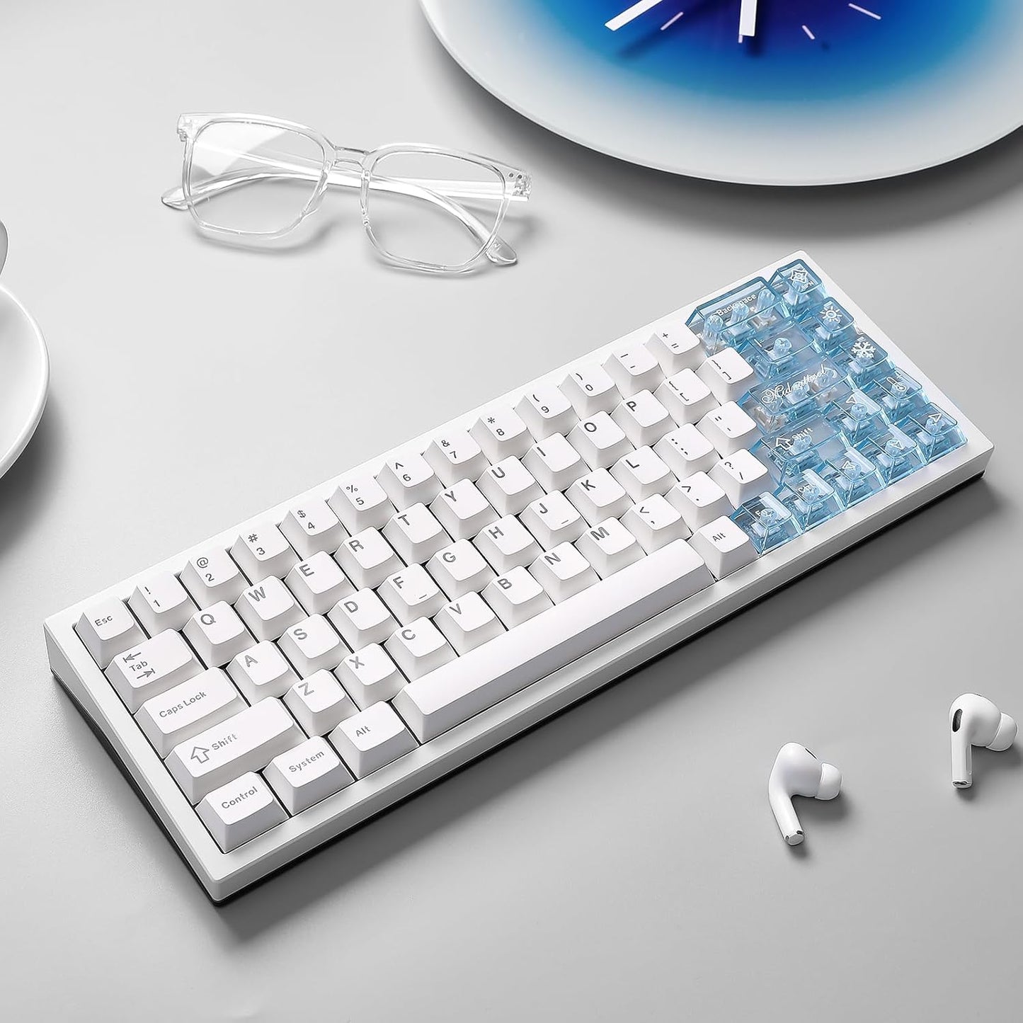 YUNZII AL65 Wireless Mechanical Keyboard, Full Aluminum CNC,Support QMK/VIA Software Gasket Structure,60% Hot Swappable with RGB Backlit BT/2.4G/USB-C for Mac/Windows(Black, Milk V2)
