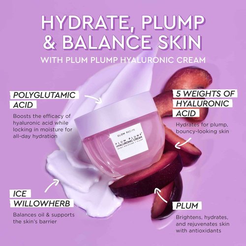 Glow Recipe Plum Plump Hyaluronic Acid Face Cream (50 ml) + Facial Serum (30 ml) - Dewy Glow Hydrating Skin Moisturizer to Plump, Balance & Brighten Skin
