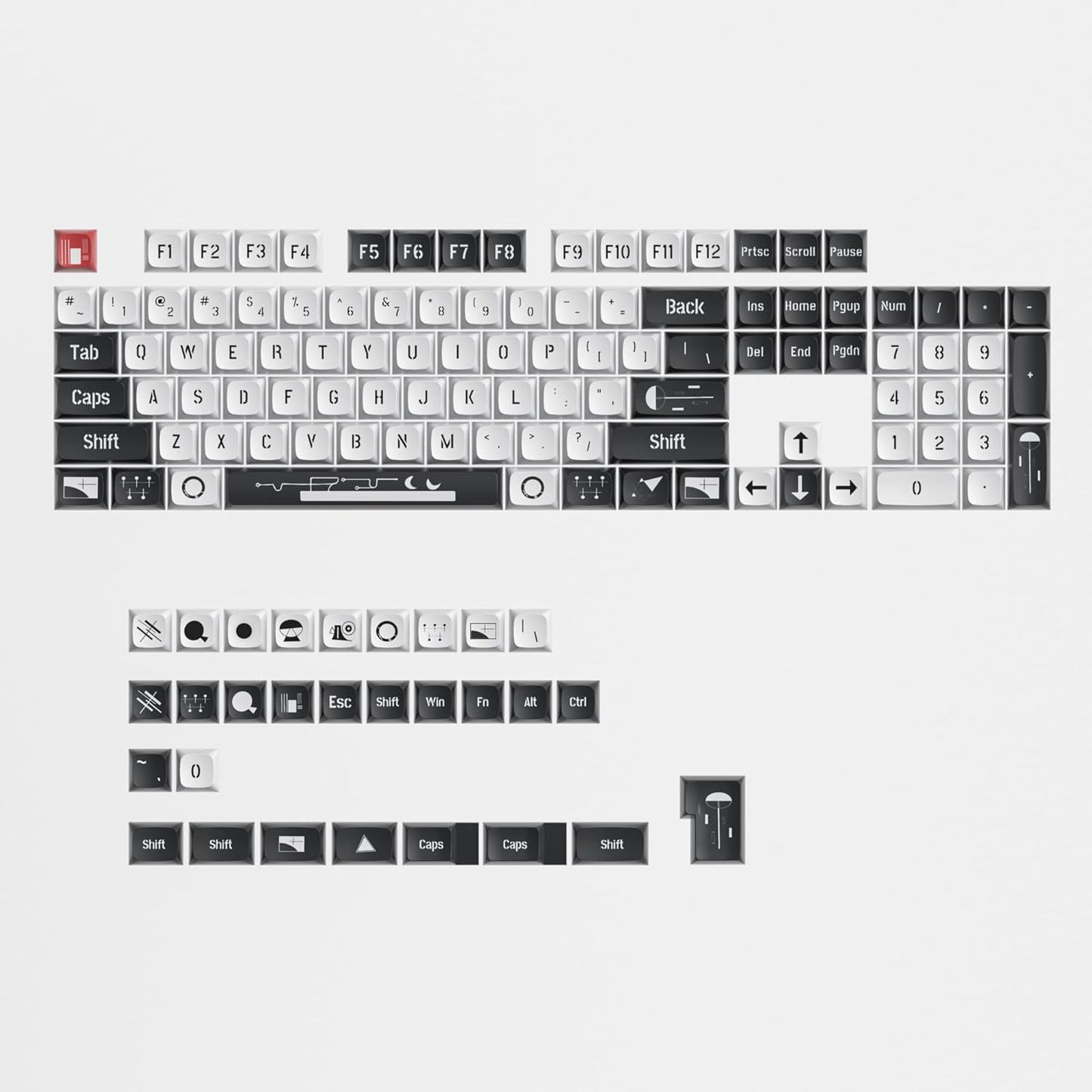 140 Keys Gradient Keycaps Side Printed Keycap Set Cherry Profile PBT Keycaps Double Shot Shine Through Custom Keycaps for Mechanical Gaming Keyboards(Minutest Dust)