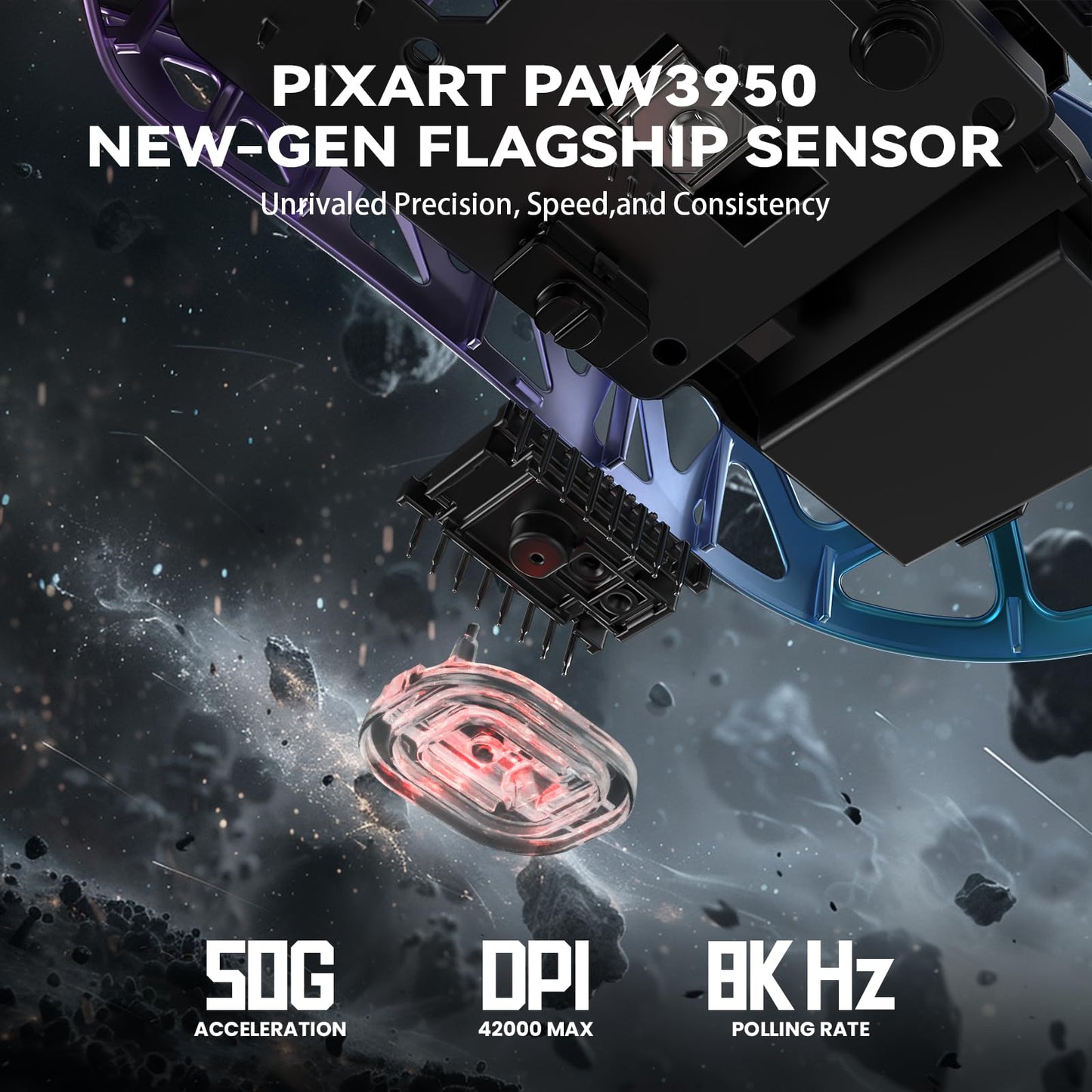 ZIYOU LANG x Attack Shark R2 Wireless Gaming Mouse, Superlight Magnesium Alloy, PAW3950 42000 DPI Optical Sensor, 8000Hz Polling Rate, 2.4G/BT/Wired Programmable Mice for Win Mac Gamer (Purple Blue)