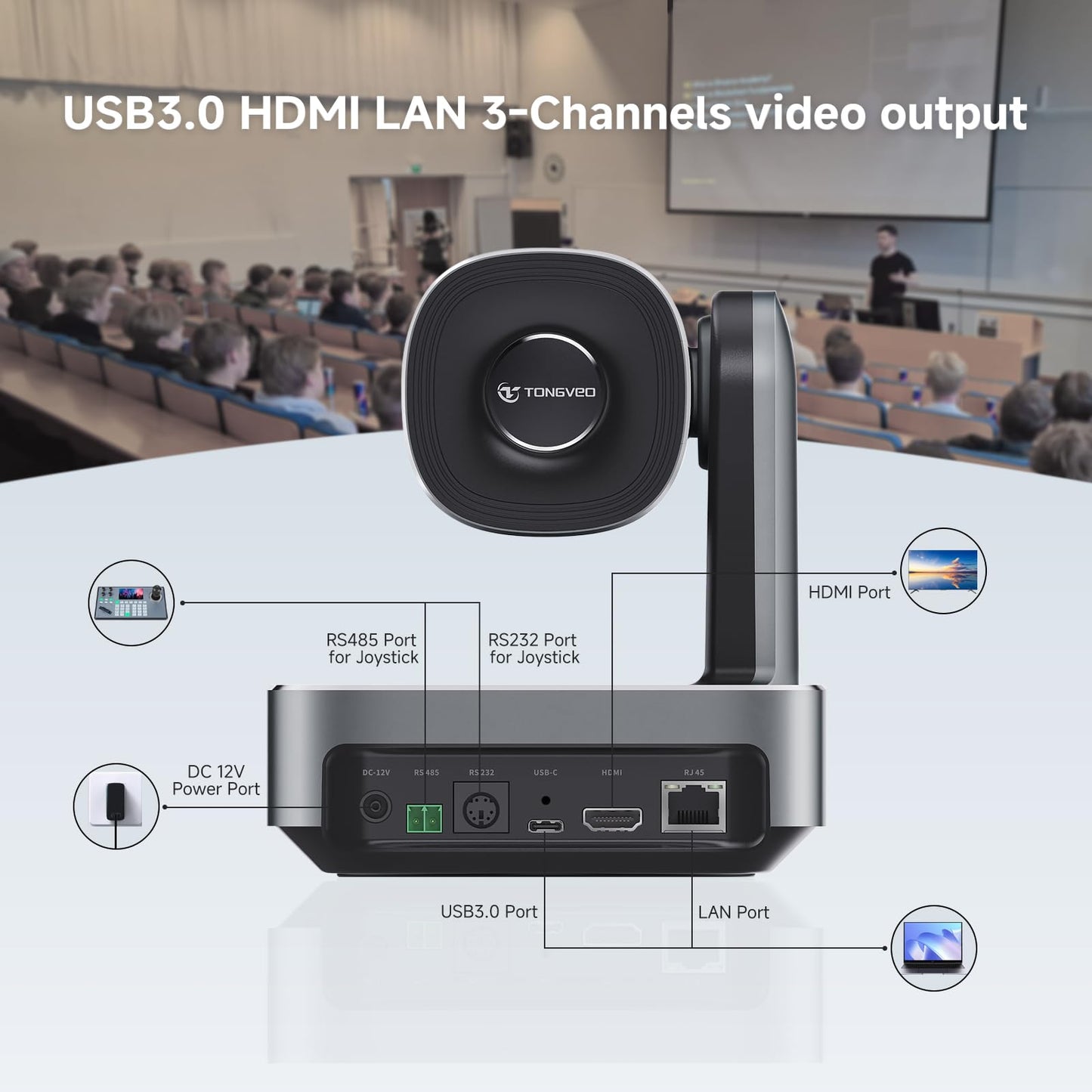 20x Optical Zoom PTZ Camera HDMI USB3.0 IP Live Streaming Camera HD 1080P 60fps Video Conferencing System POE Supply for Church Services Worship Education Work with Zoom Team vMix OBS Facebook YouTube