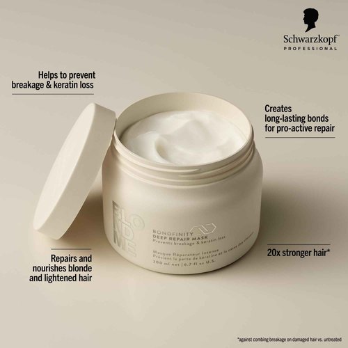 BlondMe Bondfinity Deep Repair Mask for Blonde Hair, 16.9 Fl Oz | Intensive Hair Treatment | Strengthens, Repairs, & Prevents Breakage|For Blonde, Lightened, & Grey Hair