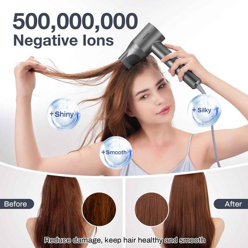 Professional Hair Dryer, 150,000 RPM High-Speed & 200 Million Negative Ions, Intelligent HD Display, Low Noise 51dB, Magnetic Diffuser & Nozzle, Travel Gift for Women