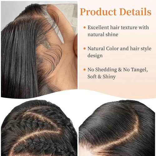 YetFree 28 Inch Body Wave Lace Front Wigs Human Hair Pre Plucked 13x6 HD Lace Frontal Wigs Brazilian Virgin Human Hair 200 Density Glueless Body Wave wig with Baby Hair Natural Black