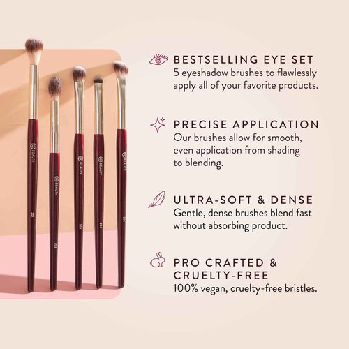 BK BEAUTY - Essentials Brush Set (5PC) - Professional Makeup Brushes for Blending, Smudging, & Defining | Premium Eyeshadow Set for Flawless Eye Looks