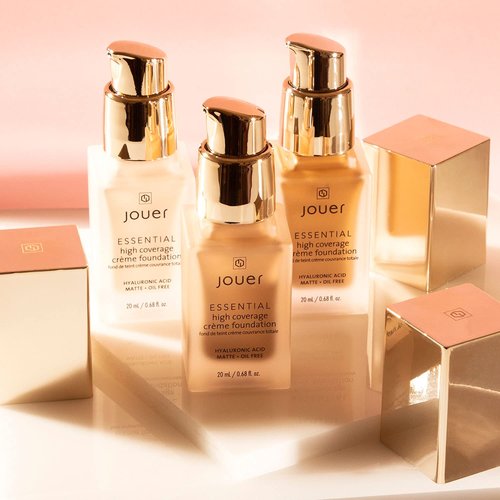 Jouer Essential High Coverage Crème Foundation | Men & Women | Available in 50 Shades for All Skin Tones | Healthy Ingredients | Paraben, Gluten & Cruelty Free | Vegan Friendly,Caramel-Tan skin with golden-yellow undertones