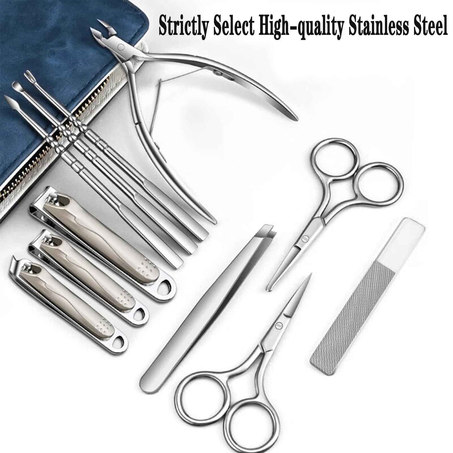 KT-GARY Manicure Set,Professional Nail Care Manicure Pedicure Kit,11 in 1 Stainless Steel Nail Clipper Set Grooming Tool with Exquisite Leather Travel Case for Men&Women