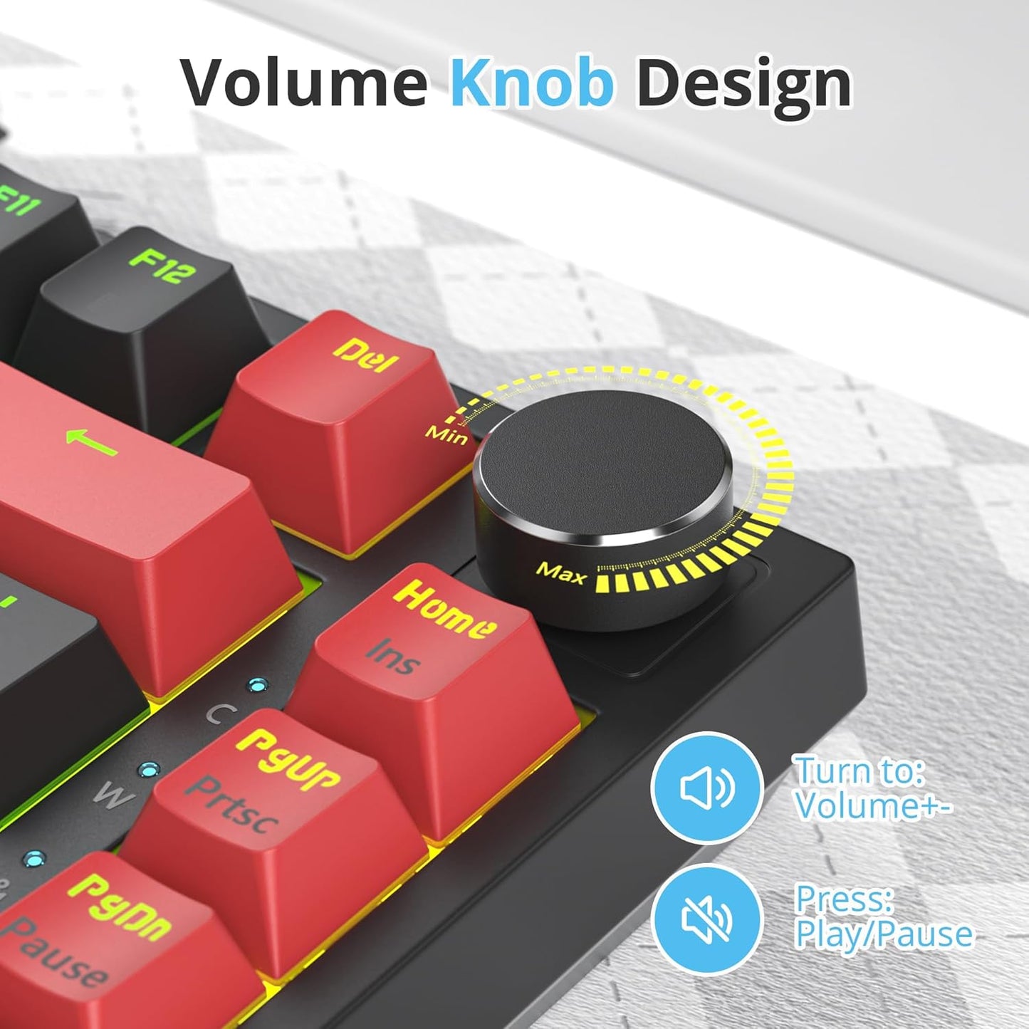75 Percent Keyboard Gasket-Mounted with Sound Absorbing Pads, 82-Key Compact Wired RGB Mechanical Gaming Keyboard Hot-Swap Socket for Win, Dolch